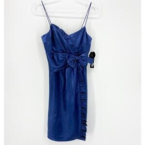 New NINE WEST Midnight Blue Y2K Mini Party Prom Dress Womens Size 8 Sheath